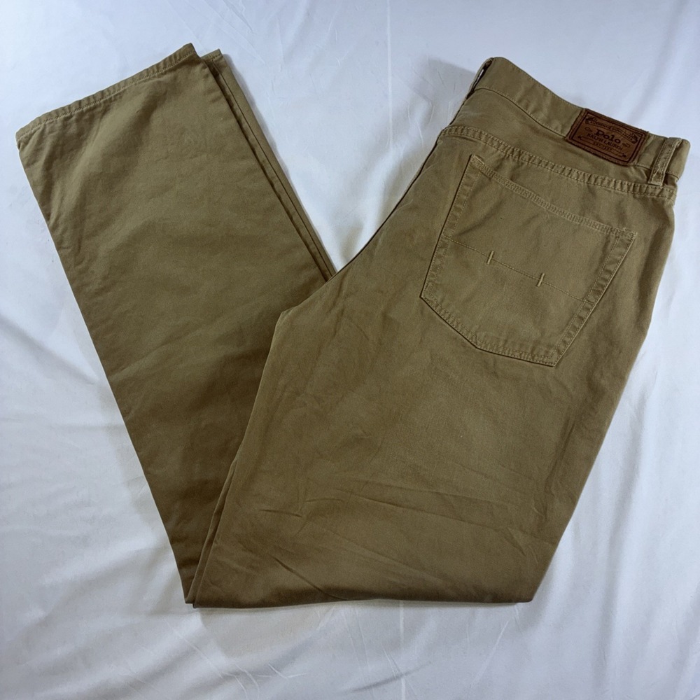 Polo Ralph Lauren Chino Khakis Straight Leg Men's 36/32 Beige Red RL Stitch